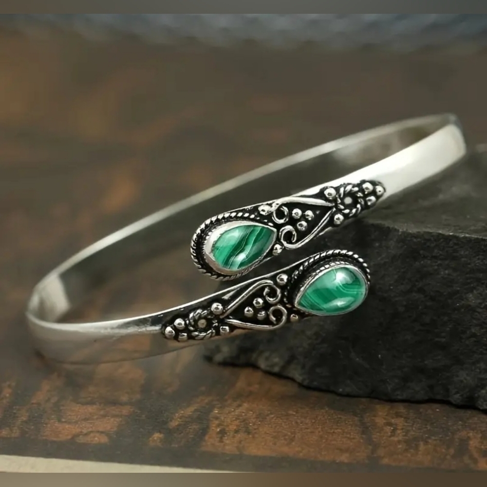 NEW Dainty Silver And Mystic Green Cuff NIP!